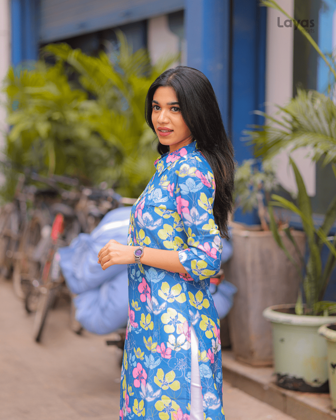Blue Multi-Color Floral Cotton Kurta – Stylish Everyday Wear
