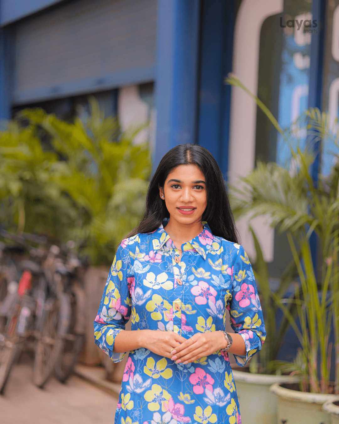Blue Multi-Color Floral Cotton Kurta – Stylish Everyday Wear