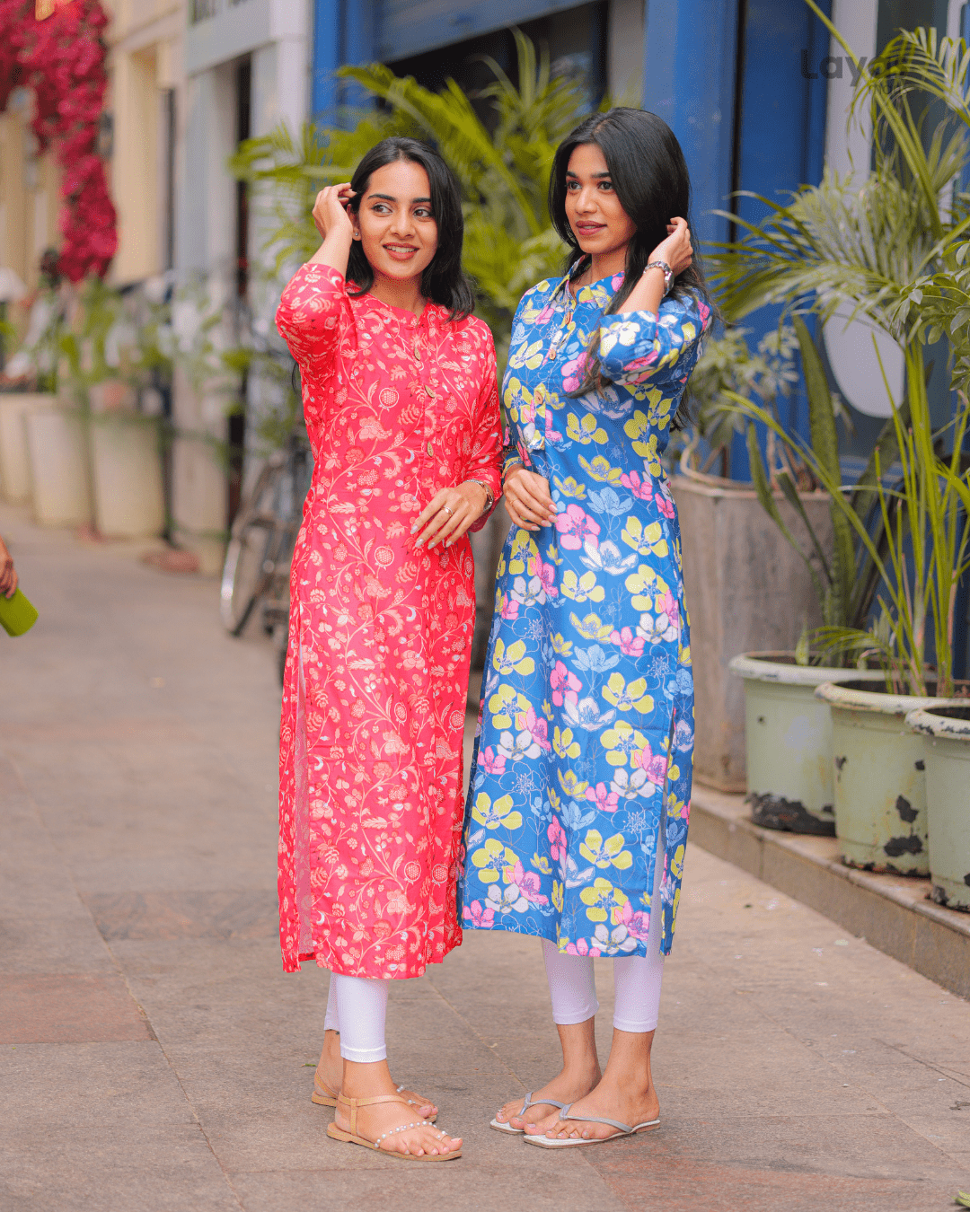 Blue Multi-Color Floral Cotton Kurta – Stylish Everyday Wear