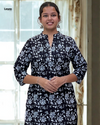Elegant Black Floral Cotton Short Kurta – Layas Marts