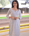 Turquoise Jaipuri Printed Naira Cut Kurta Pant Set