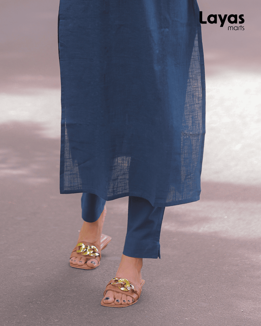 Navy Blue Solid Cotton Kurta Pant Set – Layas Marts