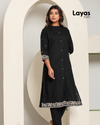 Black Chikankari Style Embroidered A-Line Kurta with Pant – Pure Cotton Set