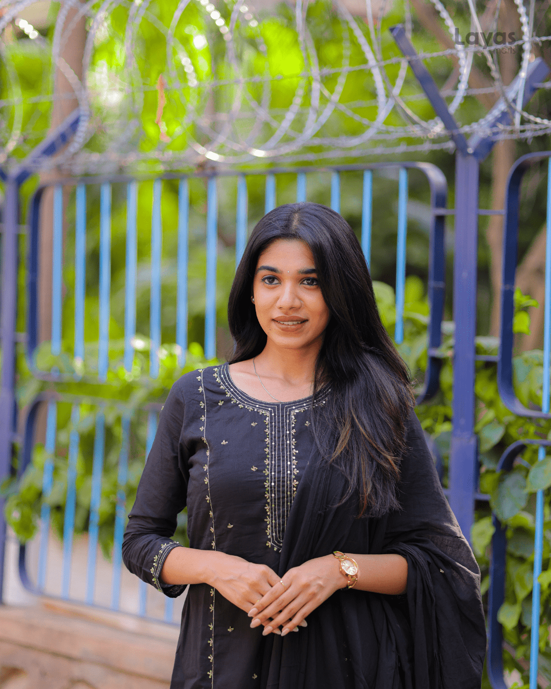 Black Embroidered Mulmul Cotton Suit Set – Layas Marts