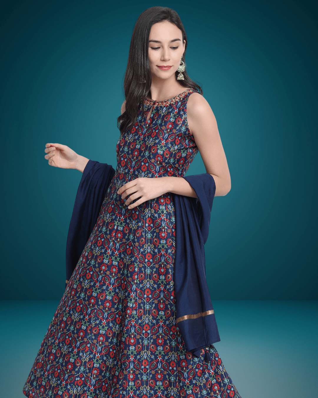 Blue Embroidered Kurta Set