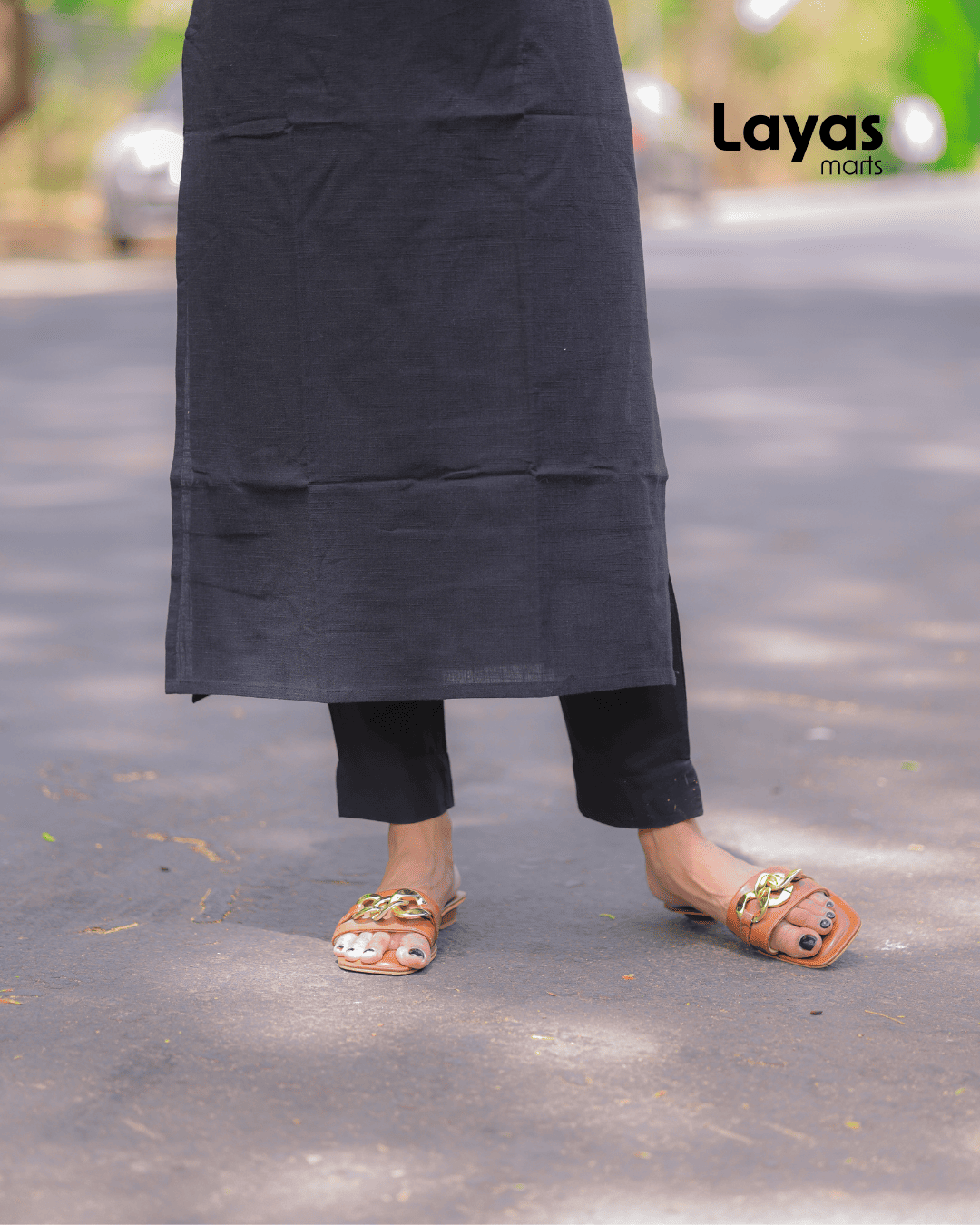 Black Solid Cotton Kurta Pant Set – Layas Marts