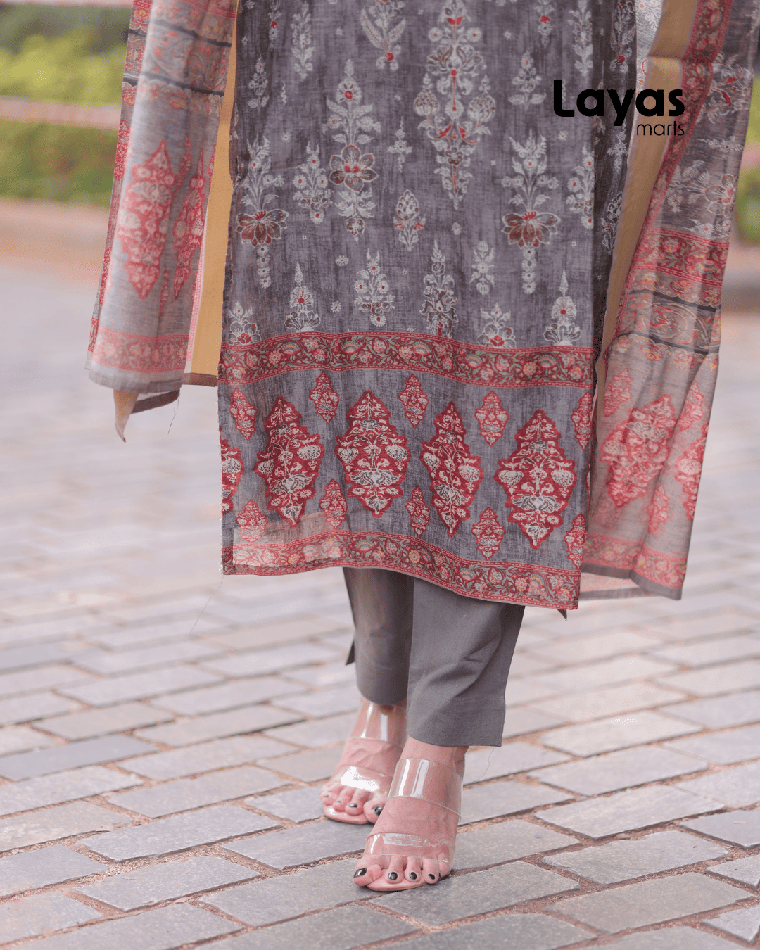 Green-Grey Chanderi Kurta Set Online – Layas Marts