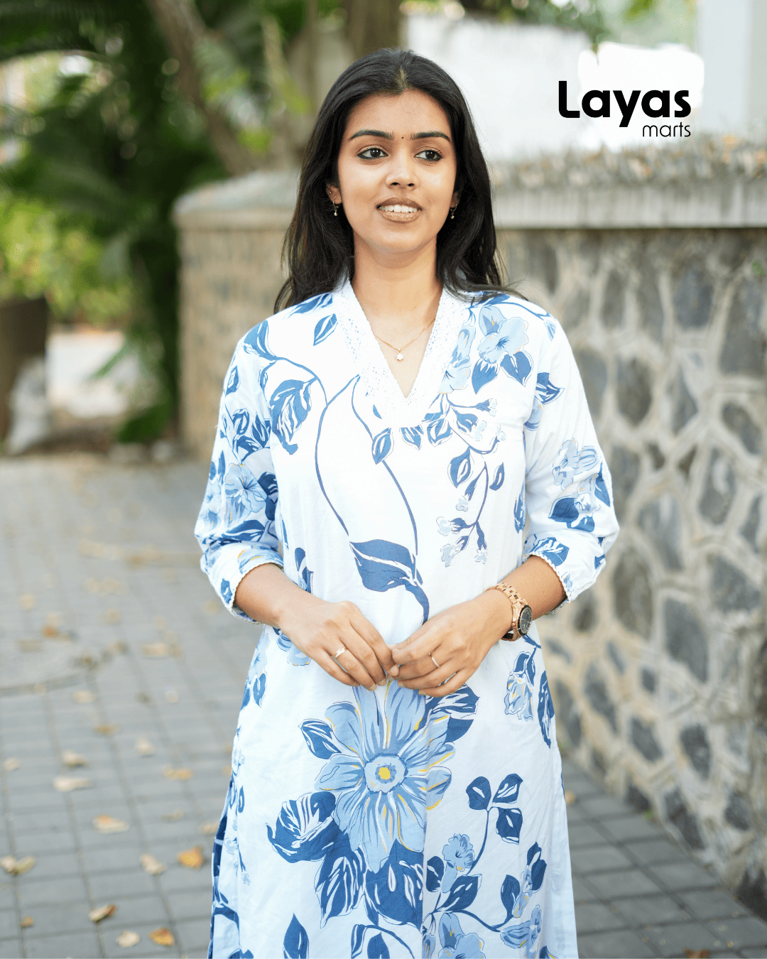 Blue Floral Printed Cotton Co-Ord Set