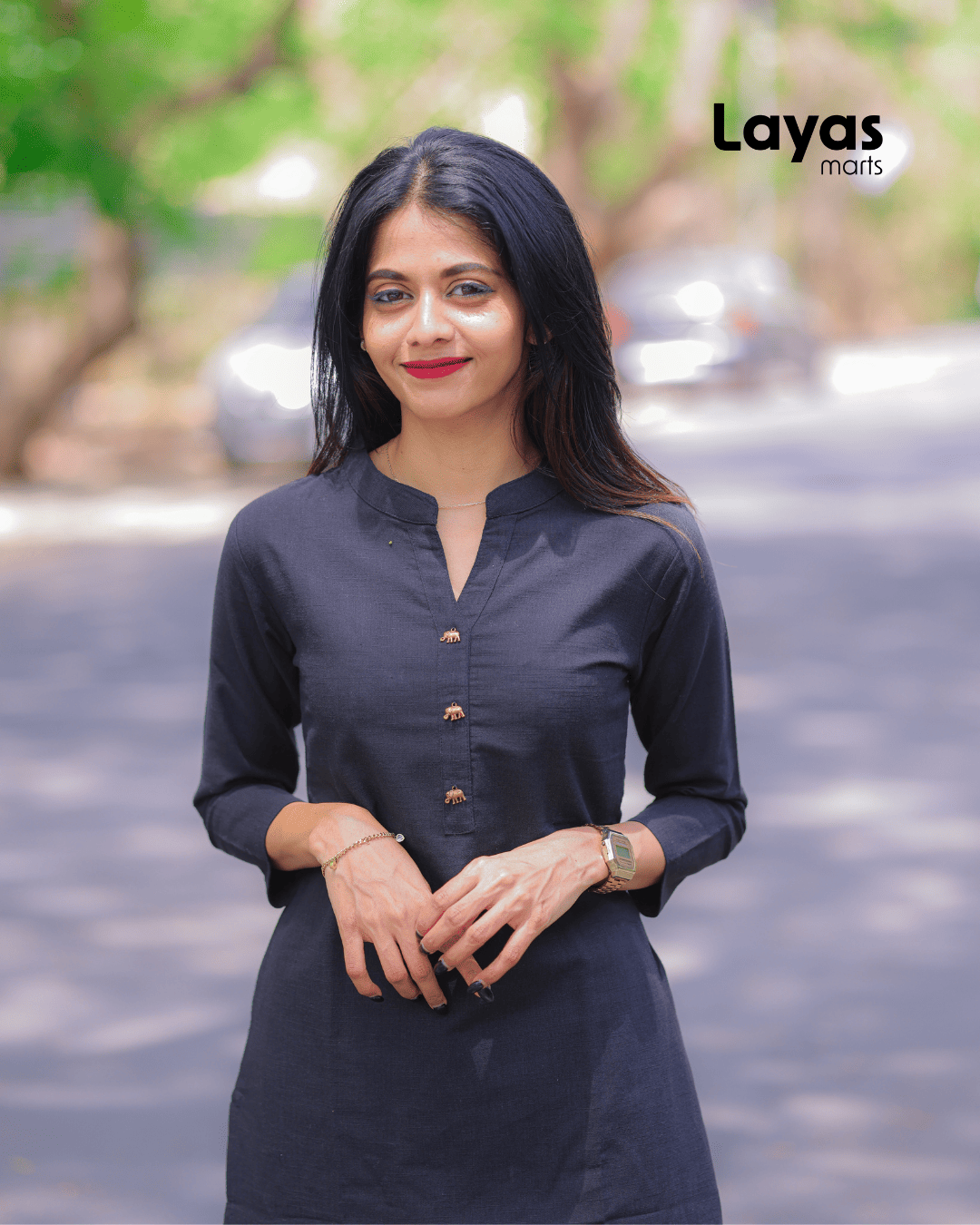 Black Solid Cotton Kurta Pant Set – Layas Marts