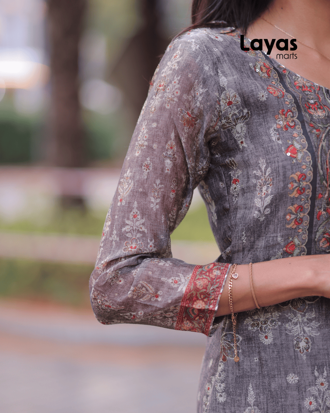 Green-Grey Chanderi Kurta Set Online – Layas Marts