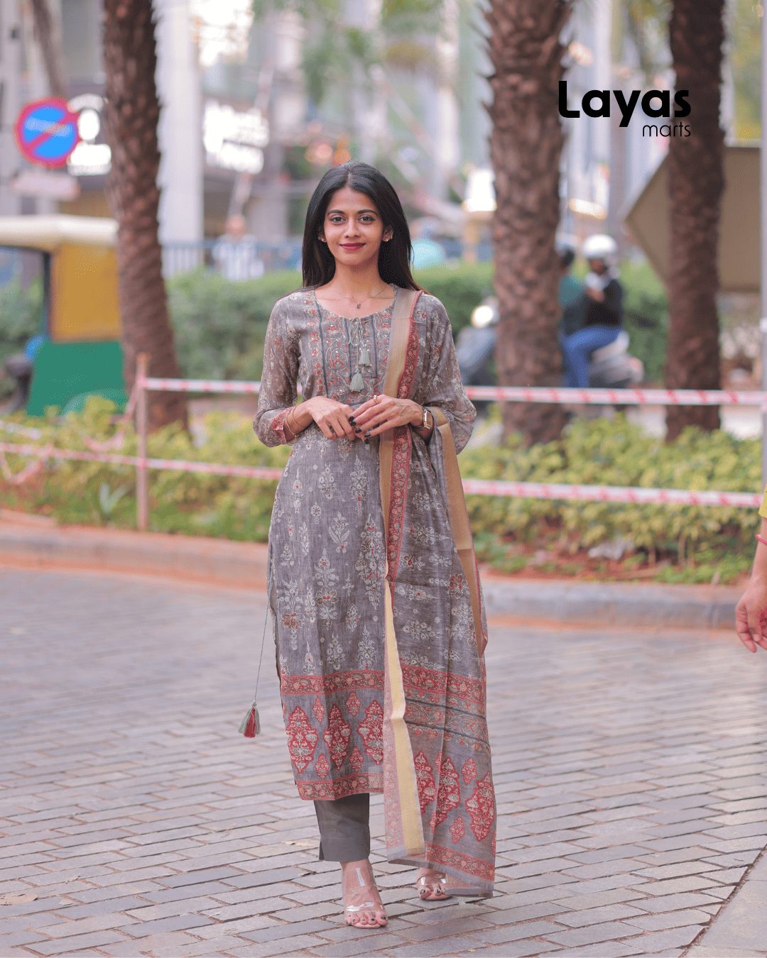 Green-Grey Chanderi Kurta Set Online – Layas Marts
