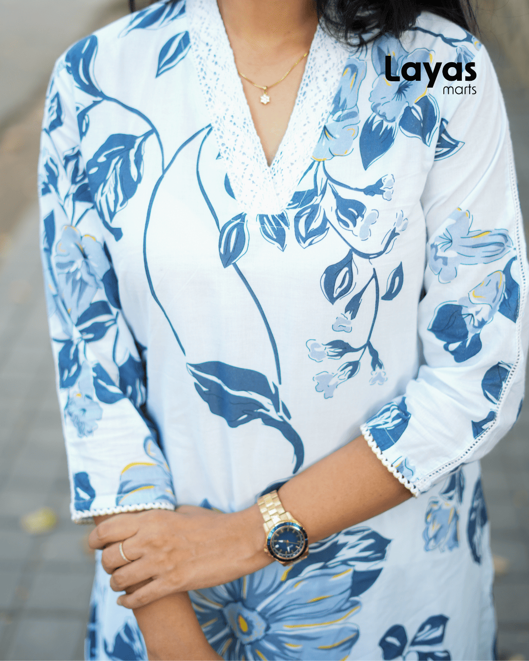 Blue Floral Printed Cotton Co-Ord Set