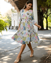 Multicolor Floral Georgette Fit & Flare Dress – Layas Marts
