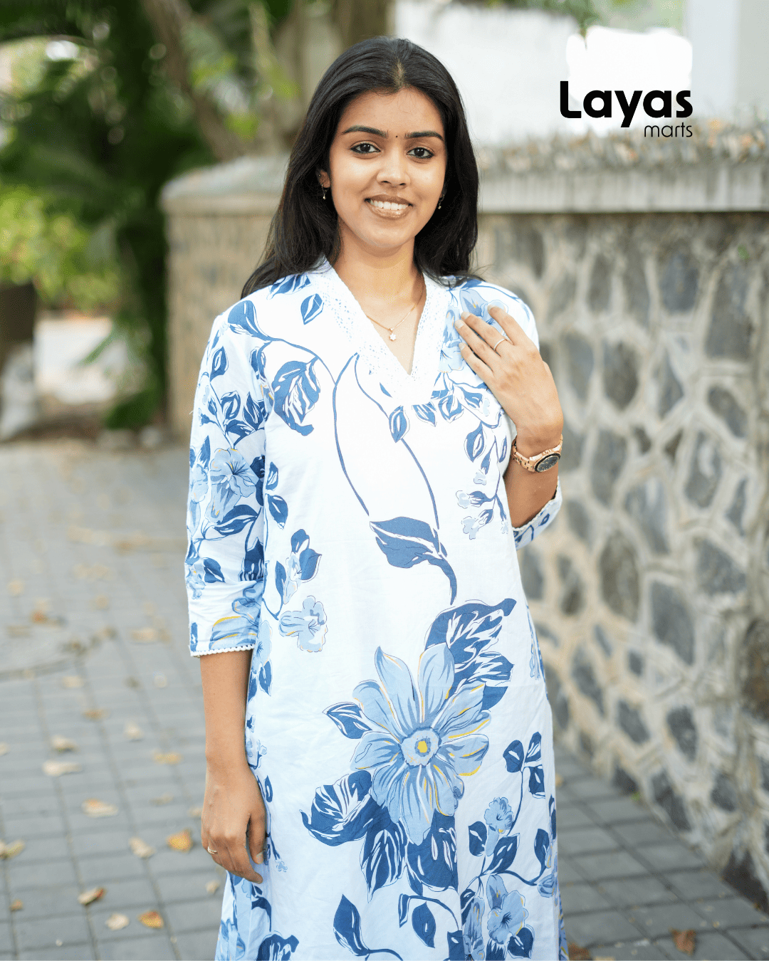 Blue Floral Printed Cotton Co-Ord Set