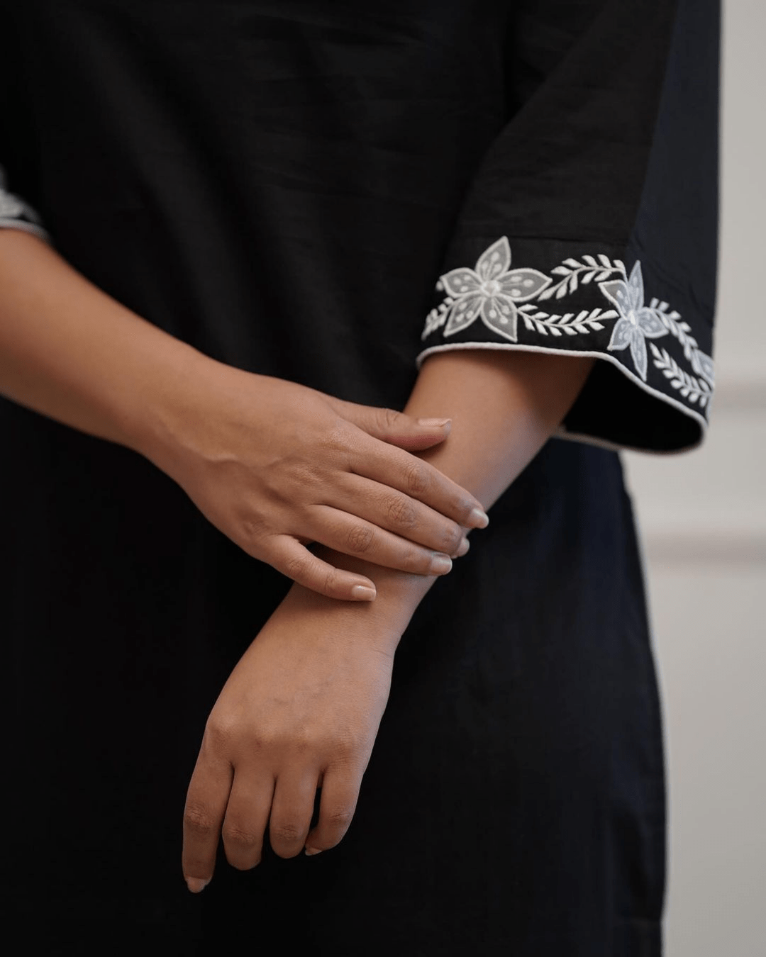 Black Floral Embroidered Kurti with Palazzo
