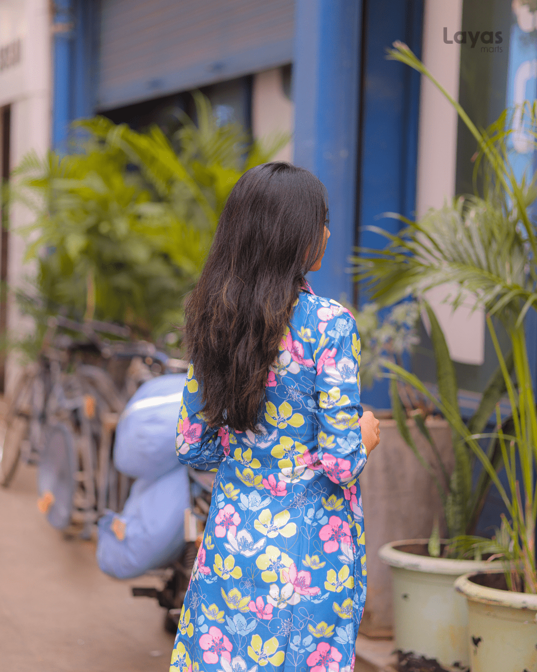 Blue Multi-Color Floral Cotton Kurta – Stylish Everyday Wear