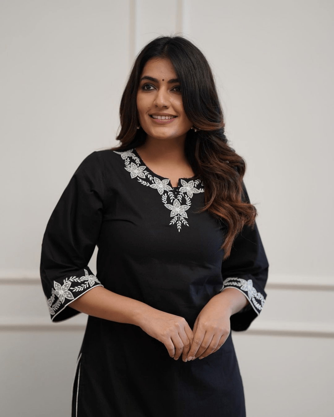 Black Floral Embroidered Kurti with Palazzo