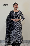 Amaira Black Floral Embroidered Cotton Kurta Set with Dupatta