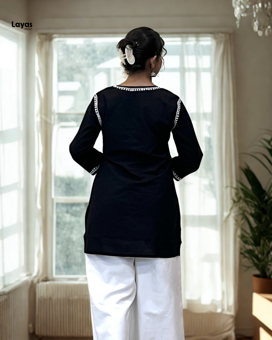 Short straight black kurti for casual wear