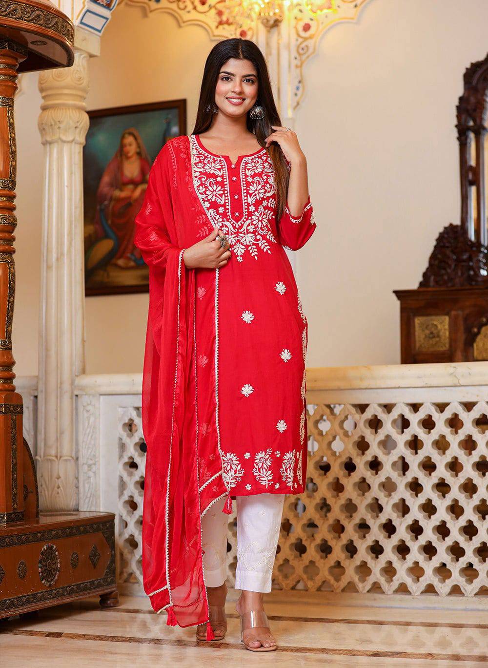 Chikankari suit set online outlet