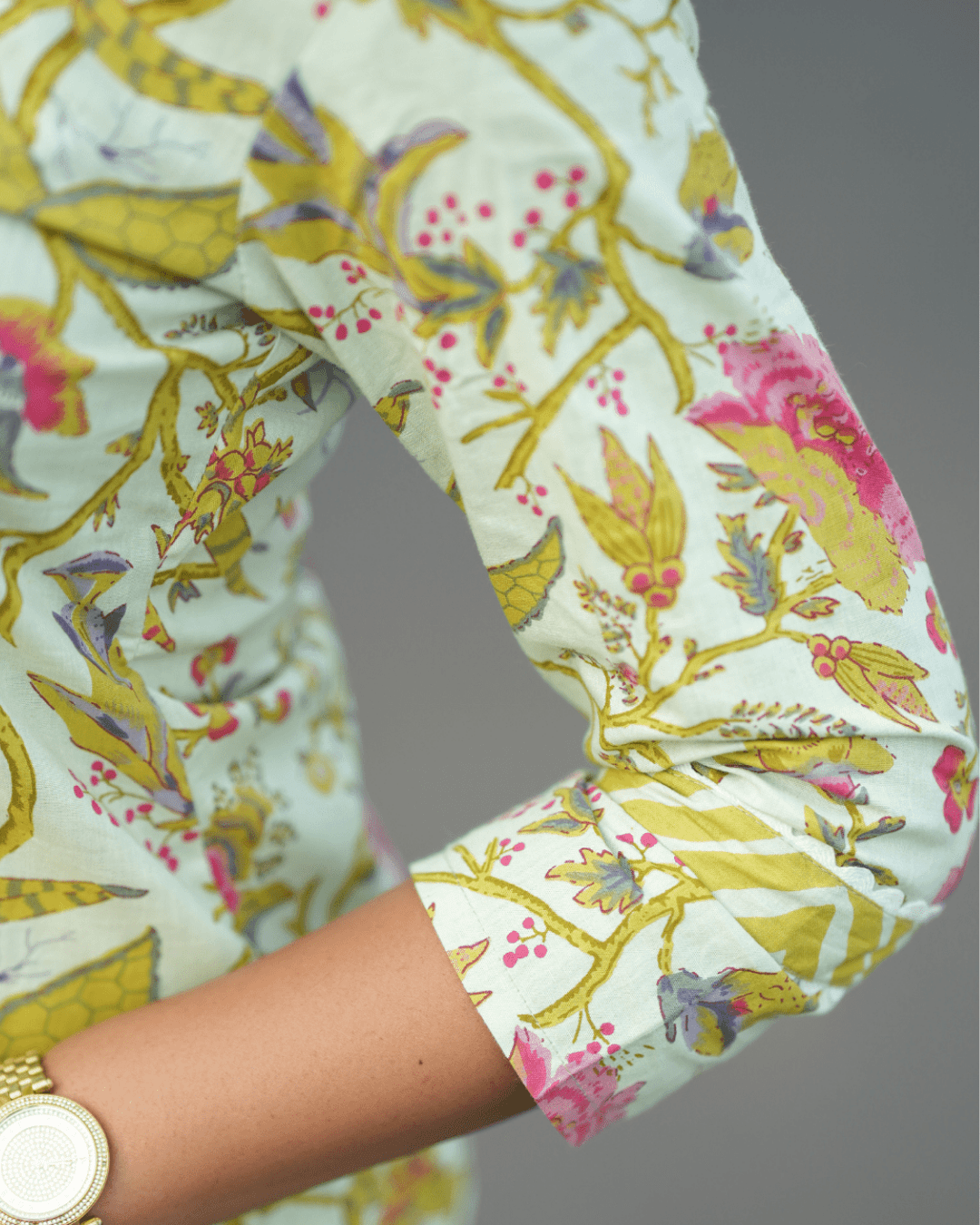 Soft and lightweight light green floral printed kurta with comfortable elasticated trousers and a coordinated dupatta