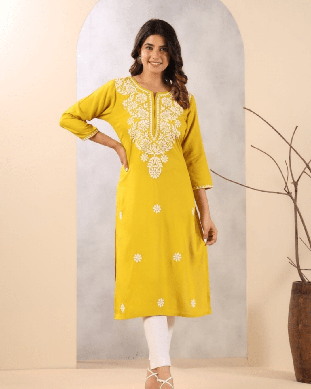 Festive wear rayon kurta with delicate embroidery, perfect for weddings, celebrations, and everyday elegance