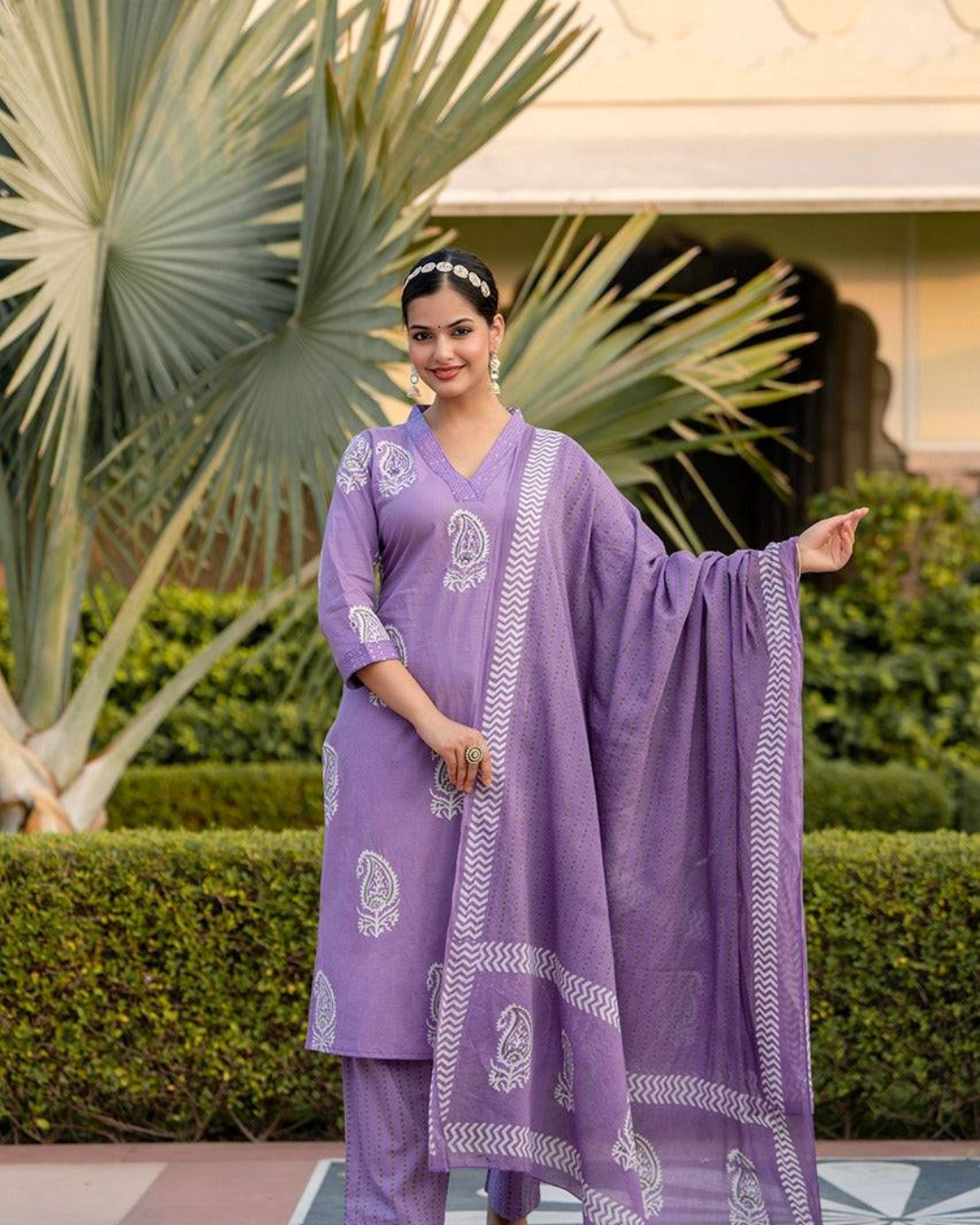 Timeless ethnic wear kurta set with intricate embroidery, comfortable fit, and handblock design