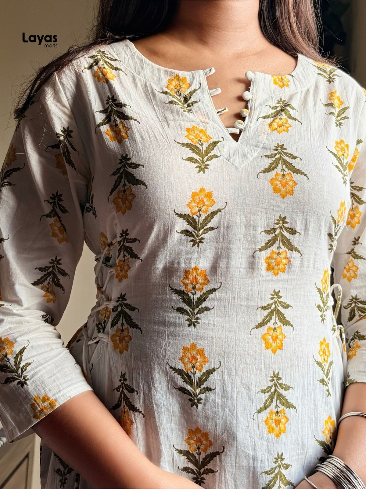 Vasanti Yellow Floral Side Corset Kurti