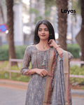 Green-Grey Chanderi Kurta Set Online – Layas Marts