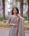 Green-Grey Chanderi Kurta Set Online – Layas Marts