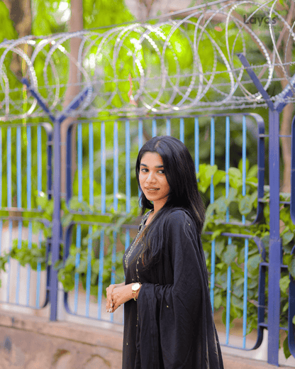 Black Embroidered Mulmul Cotton Suit Set – Layas Marts