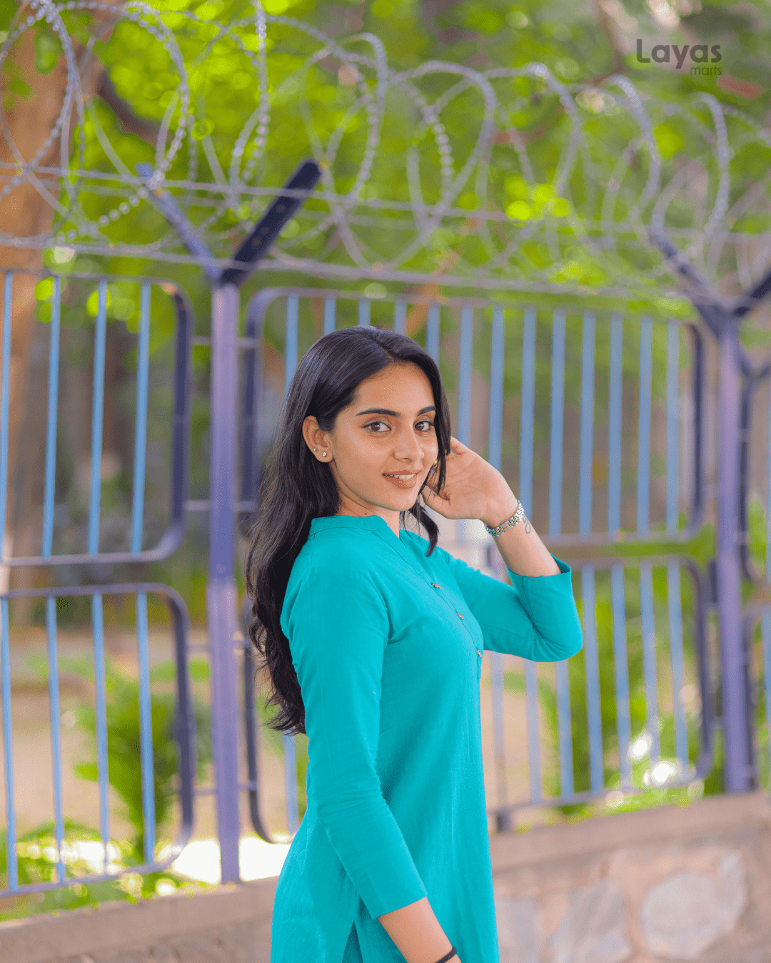 Teal Green Solid Cotton Casual Kurta (Set of 1)