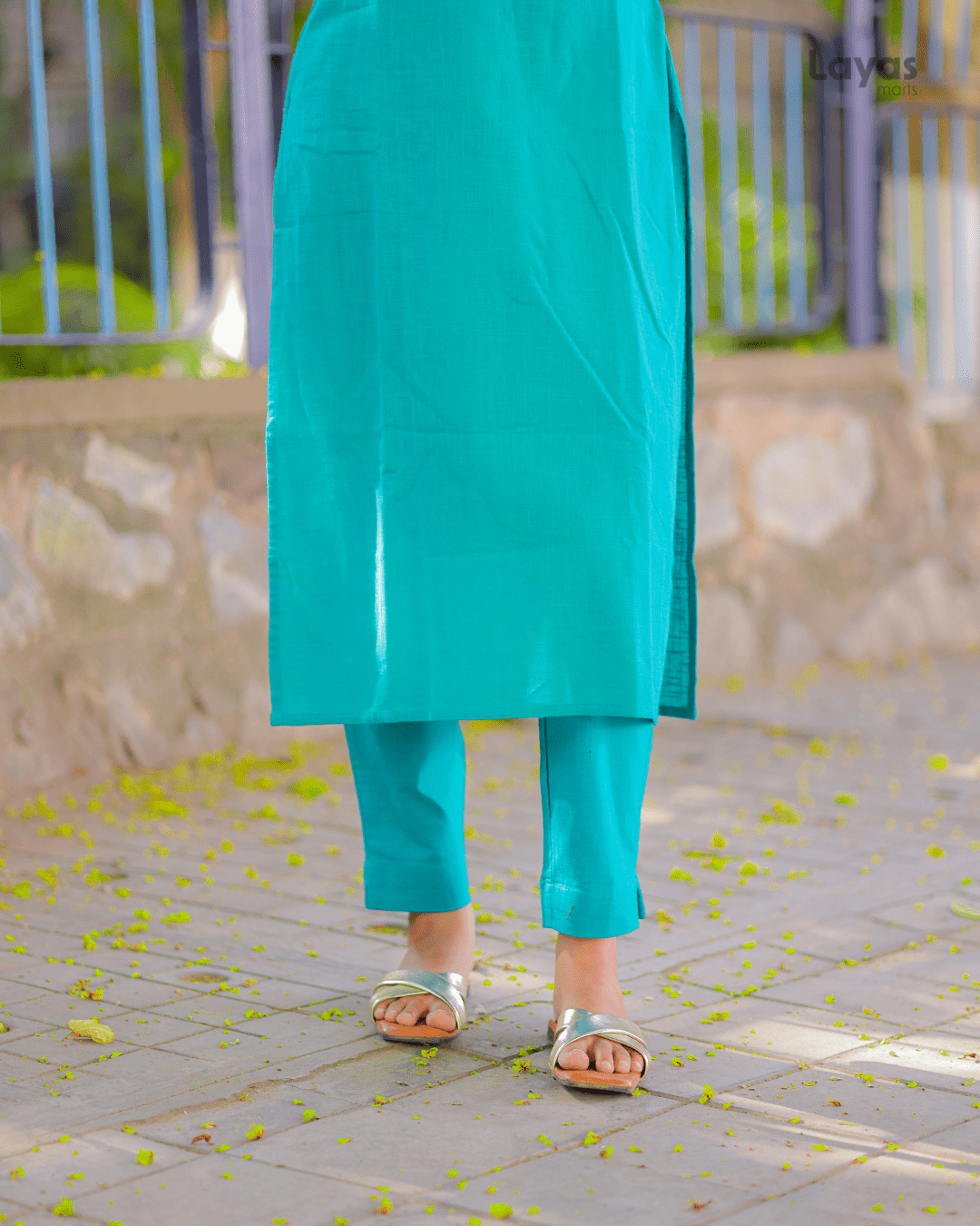 Teal Green Solid Cotton Casual Kurta (Set of 1)