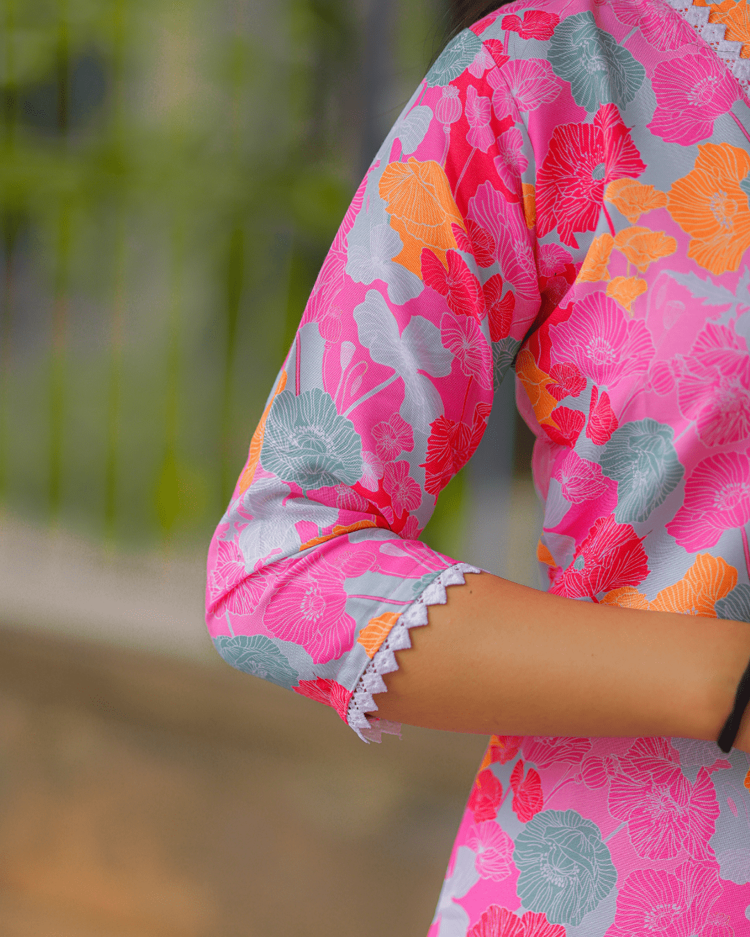 Pink Multicolor Floral Printed Soft Cotton Kurta – Layas Marts