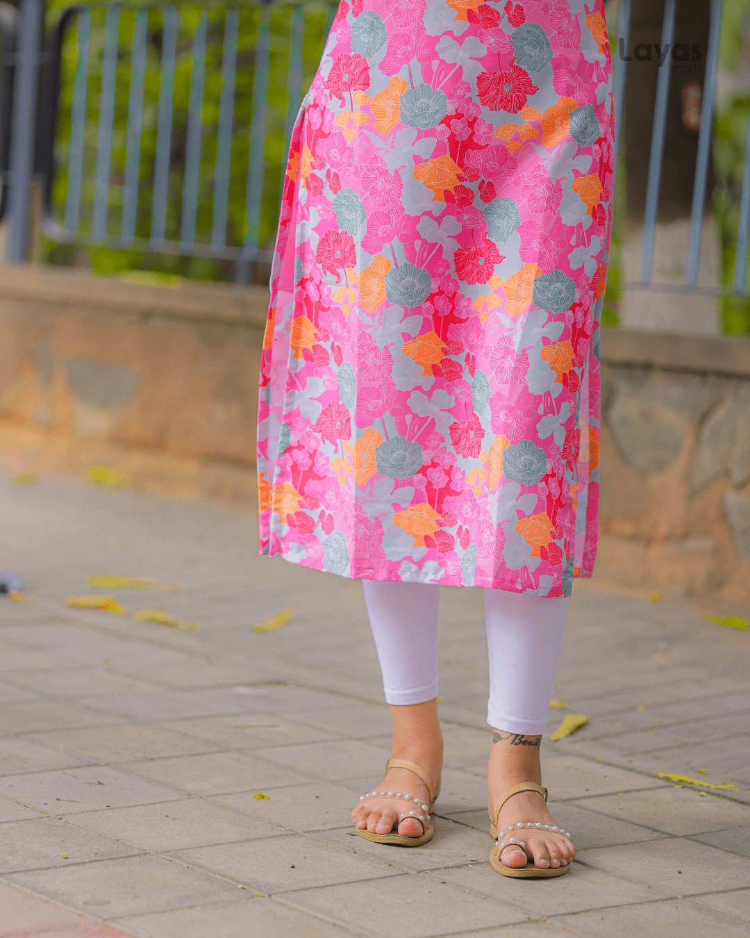 Pink Multicolor Floral Printed Soft Cotton Kurta – Layas Marts