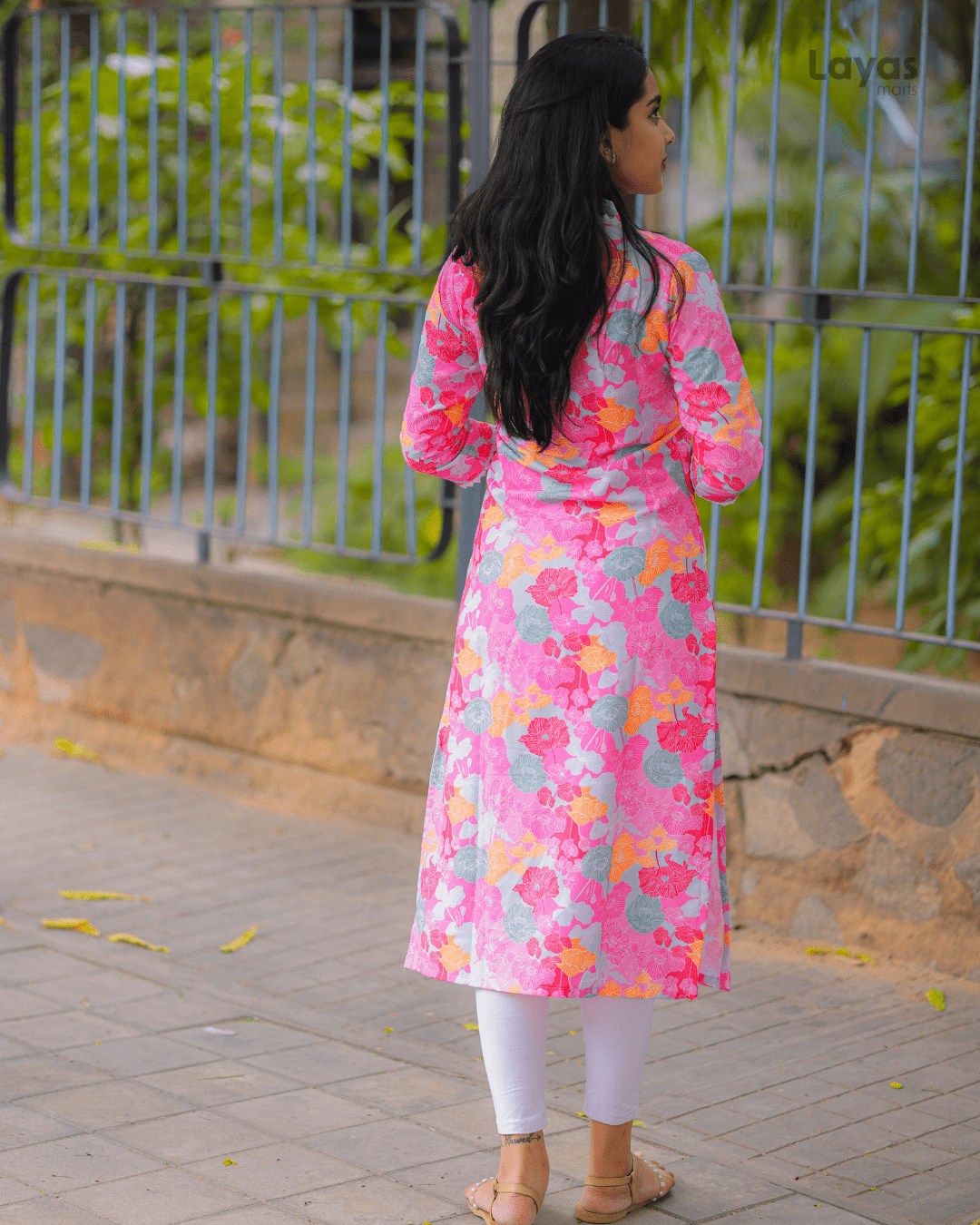 Pink Multicolor Floral Printed Soft Cotton Kurta – Layas Marts