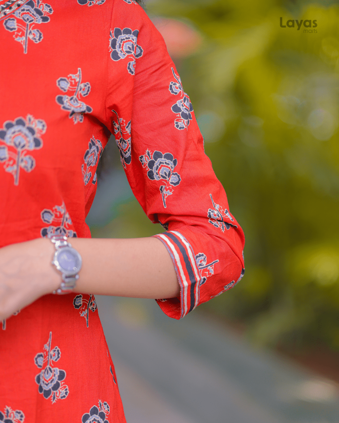 Red Motifs Printed Pure Cotton Straight Kurta with Palazzos & Dupatta