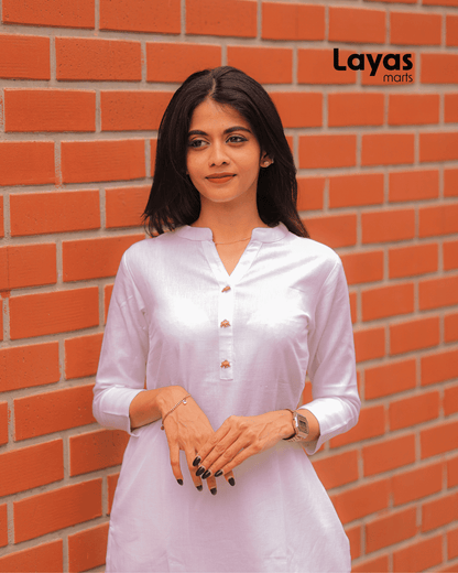 White Cotton Kurta Pant Set – Casual & Workwear | Layas Marts