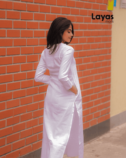 White Cotton Kurta Pant Set – Casual & Workwear | Layas Marts