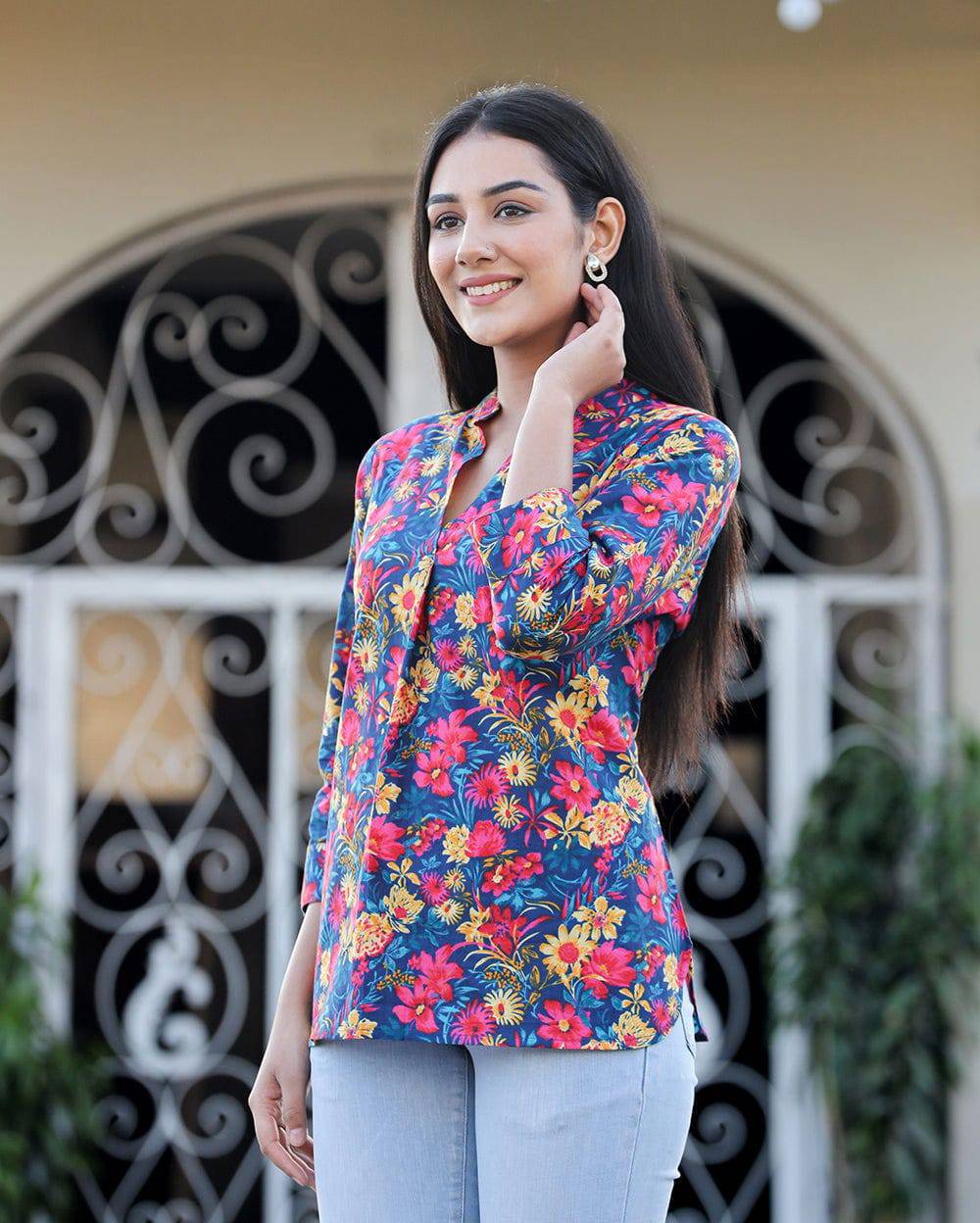 Multi Color Printed Cotton Top ( Pack Of 1) - Kaajh - #tag4#