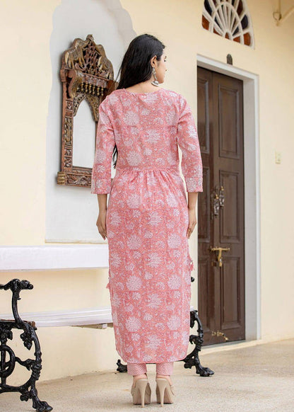 Pink Zari Embroidery Cotton Suit Set  (pack of 3) - Kaajh - #tag4#