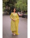 Mustard Yellow Cotton Embroidered Kurta Set with Dupatta