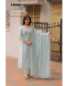 Powder Blue Cotton Embroidered Kurta Set with Dupatta