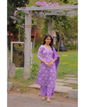 Iris Purple Cotton Printed Kurta Set with Dupatta