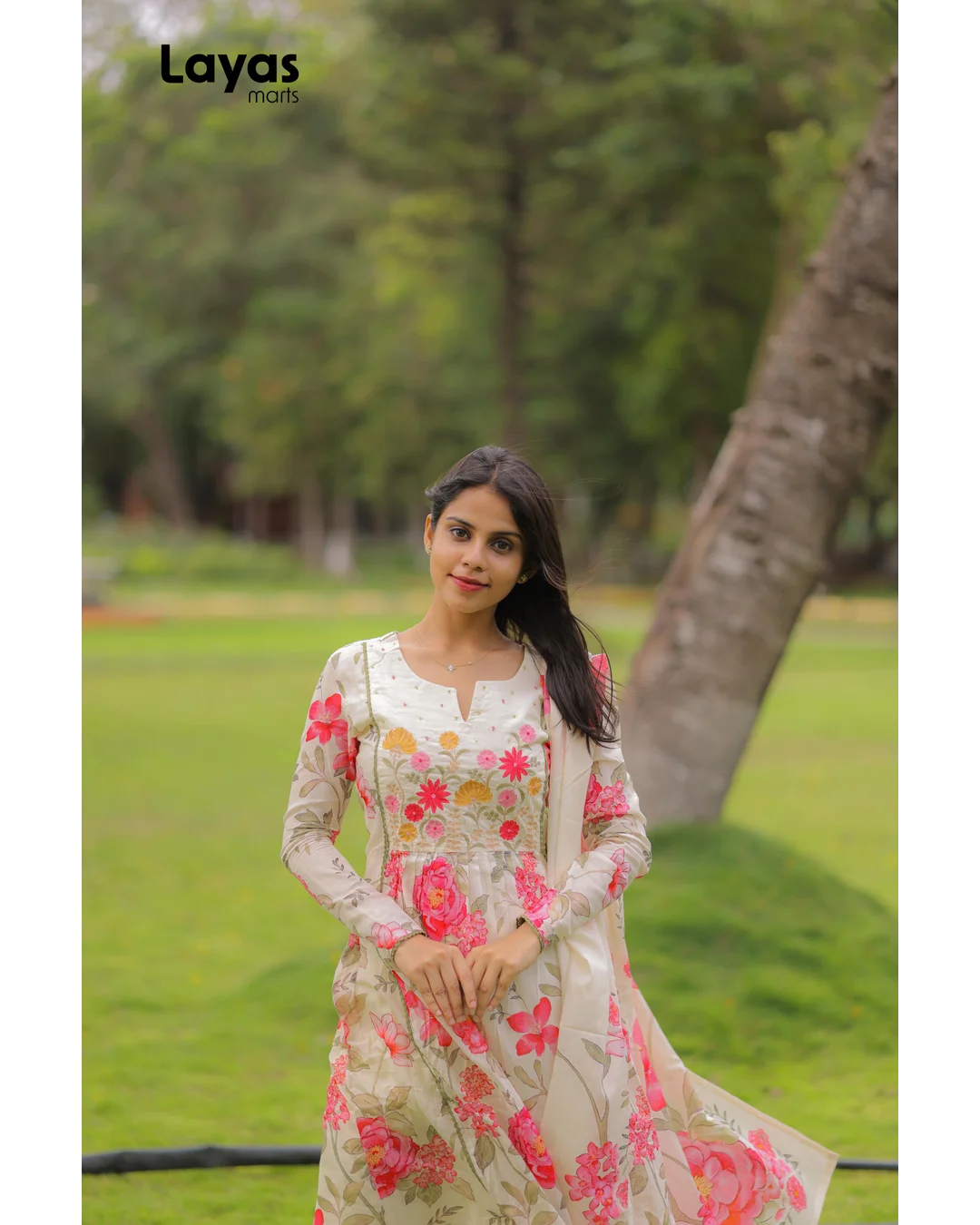 Off White Floral Cotton Kurta Set with Dupatta