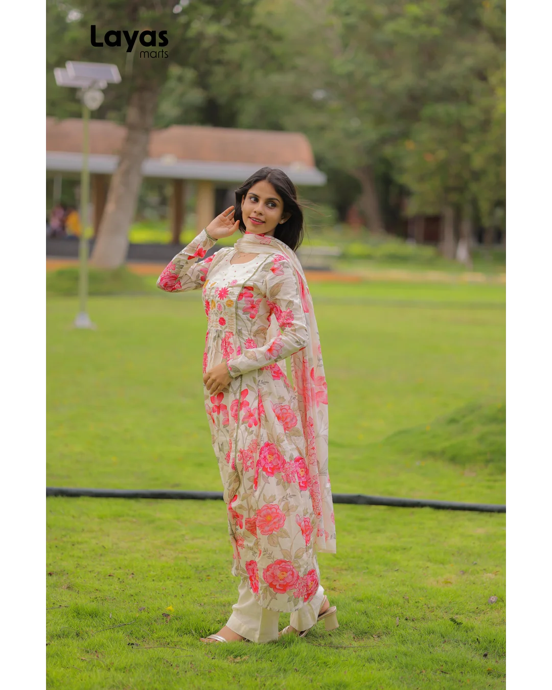 Off White Floral Cotton Kurta Set with Dupatta