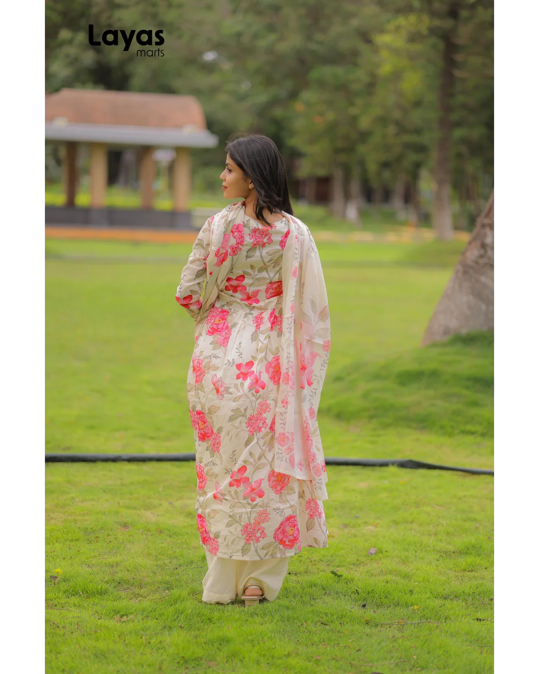 Off White Floral Cotton Kurta Set with Dupatta