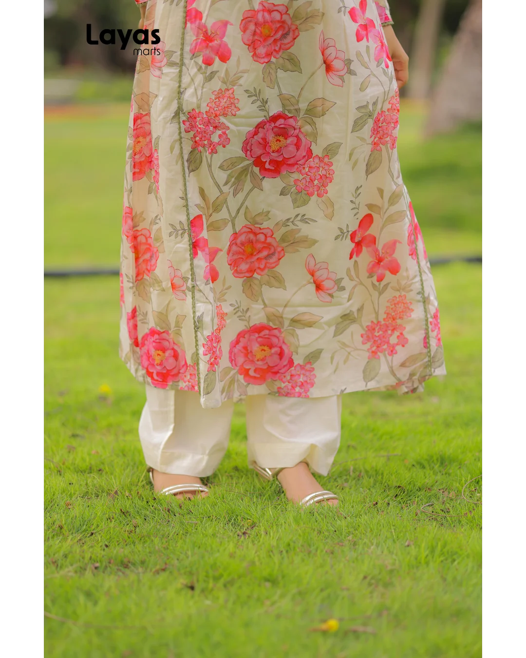 Off White Floral Cotton Kurta Set with Dupatta