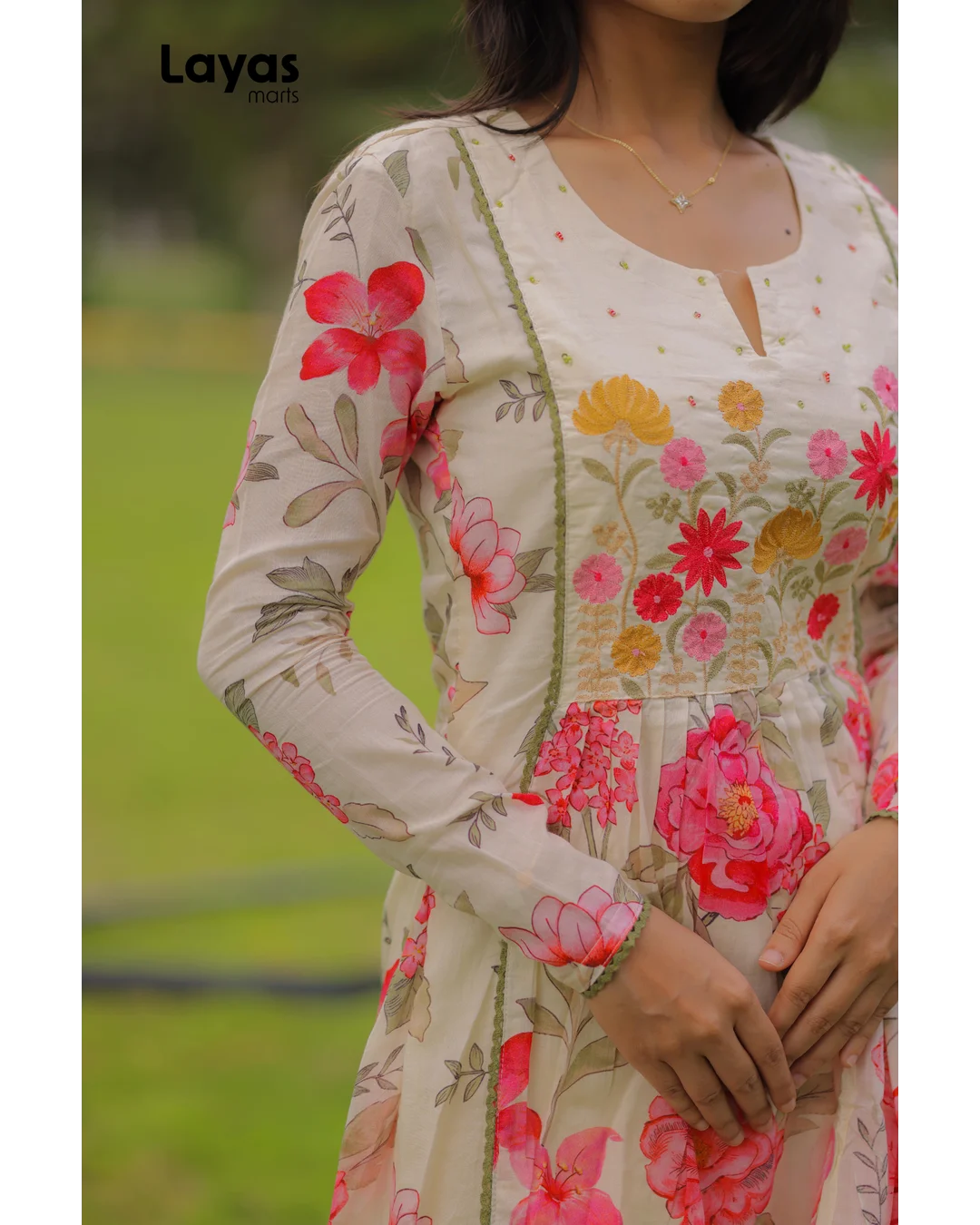 Off White Floral Cotton Kurta Set with Dupatta