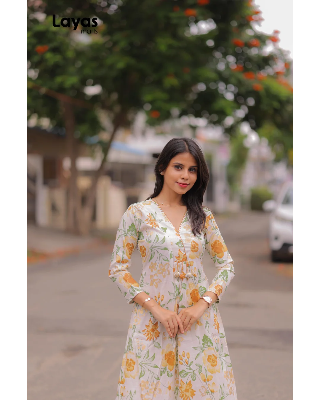 Ivory Floral Cotton Kurta Pant Set